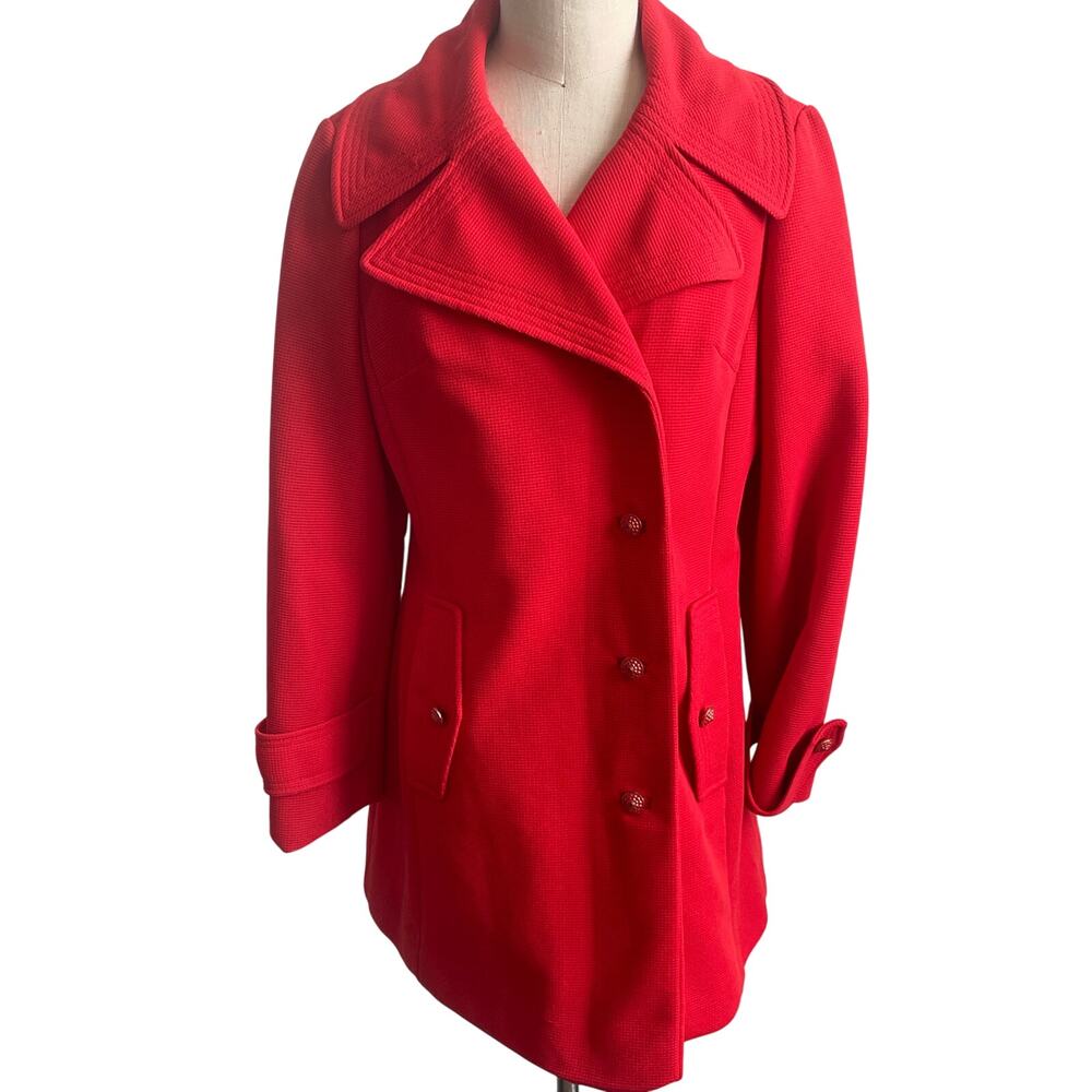 Vintage Red Coat Textured Buttons Union Tag